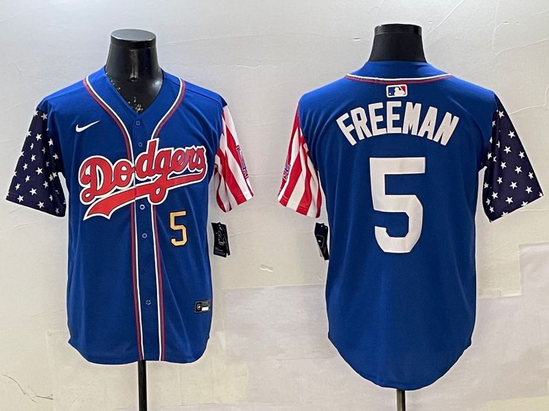 Men Los Angeles Dodgers #5 Freeman Blue a generation of national flags Joint name 2025 Nike MLB Jersey style 9->los angeles dodgers->MLB Jersey